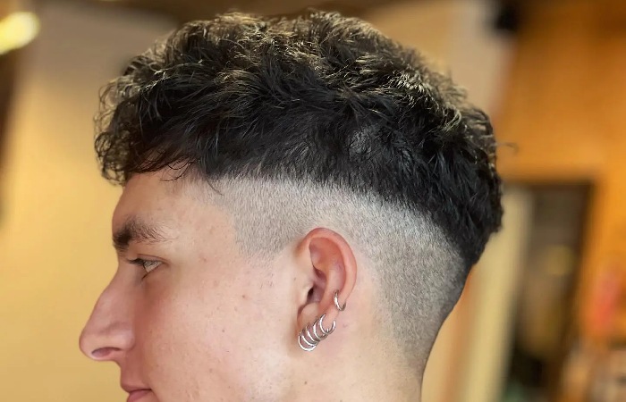 Curly Bowl Cut with Mid Fade