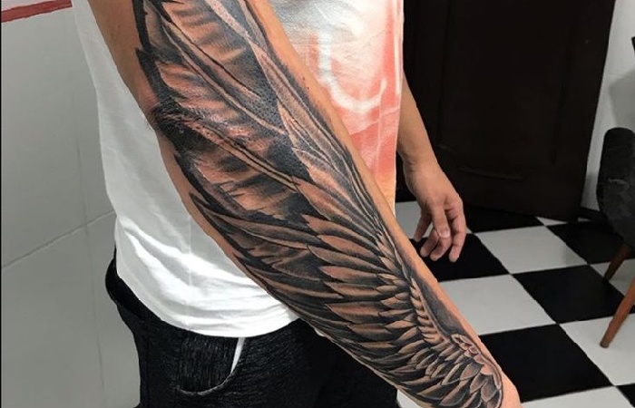 Excellent and Evil Wings Half-Sleeve Design