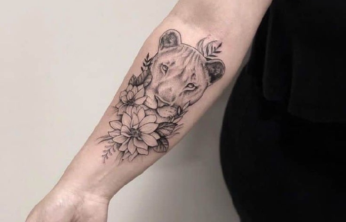 Lioness Forearm Tattoo