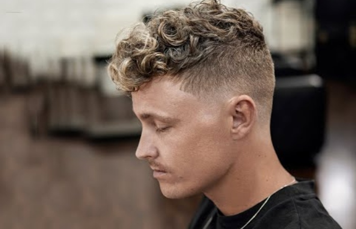 Curly Quiff with Taper Fade