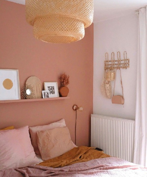 Pink Two Colour Combination for Bedroom Walls