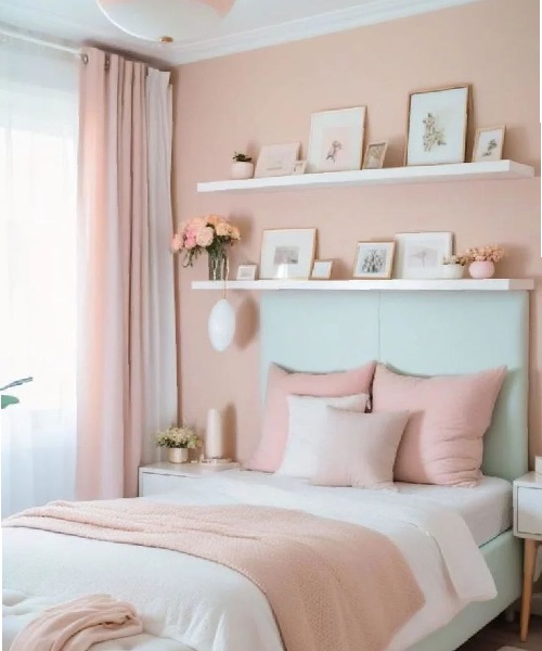 Pink Two Colour Combination for Bedroom Walls