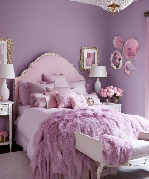 Pink Two Colour Combination for Bedroom Walls