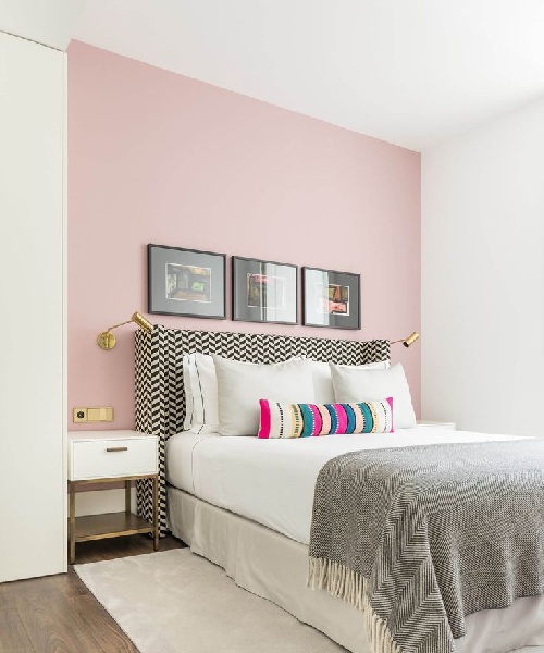 Pink Two Colour Combination for Bedroom Walls