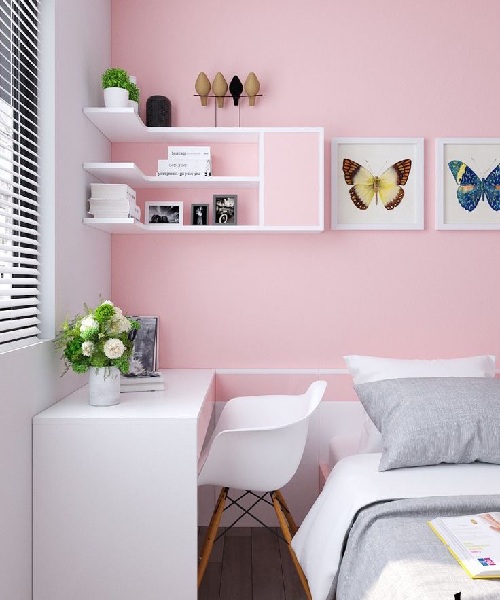 Pink Two Colour Combination for Bedroom Walls