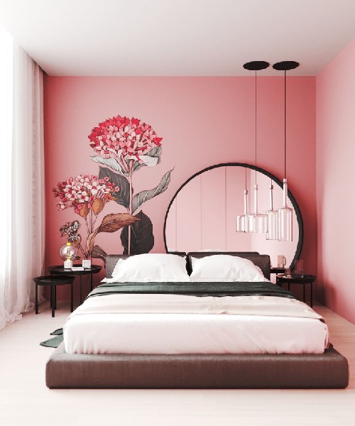 Pink Two Colour Combination for Bedroom Walls