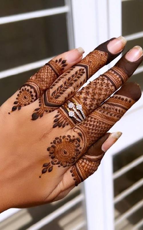 Finger Mehndi Design For Back Hand