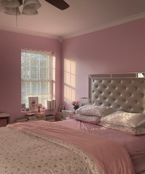 Pink Two Colour Combination for Bedroom Walls