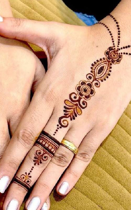 Finger Mehndi Design For Back Hand