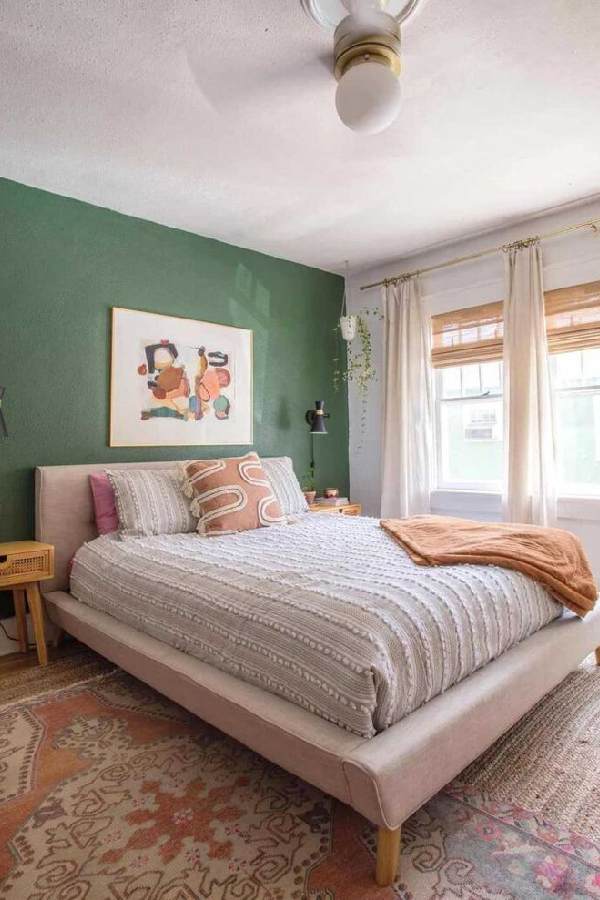 Green Accent Wall Bedroom