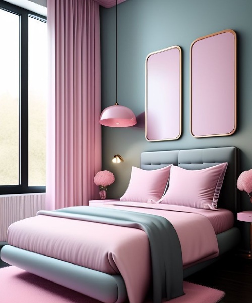 Pink Two Colour Combination for Bedroom Walls