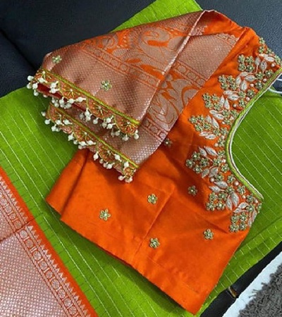 Pink Blouse Designs For Saree Maggam Work