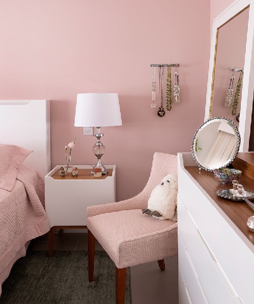 Pink Two Colour Combination for Bedroom Walls