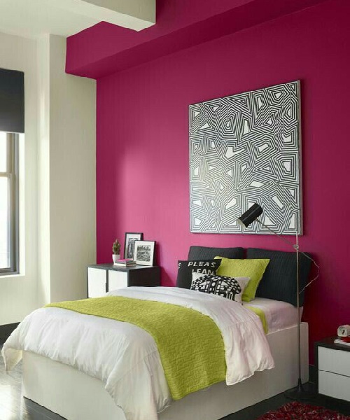 Pink Two Colour Combination for Bedroom Walls