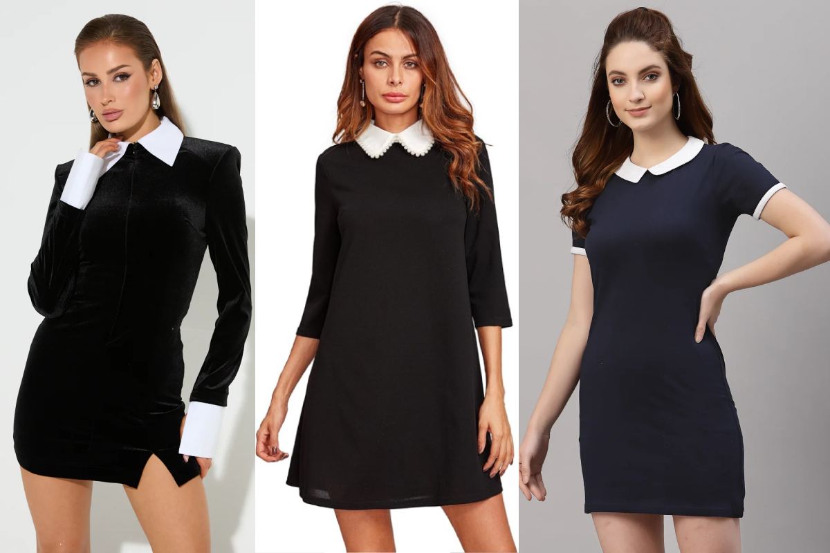 Shop Black Dress With White Collar