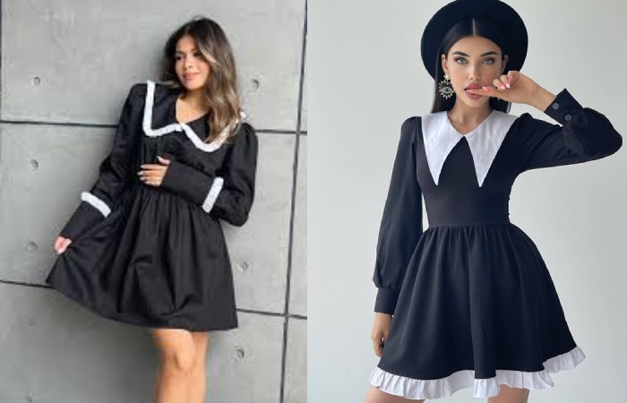 Best Shop Black Dress With White Collar